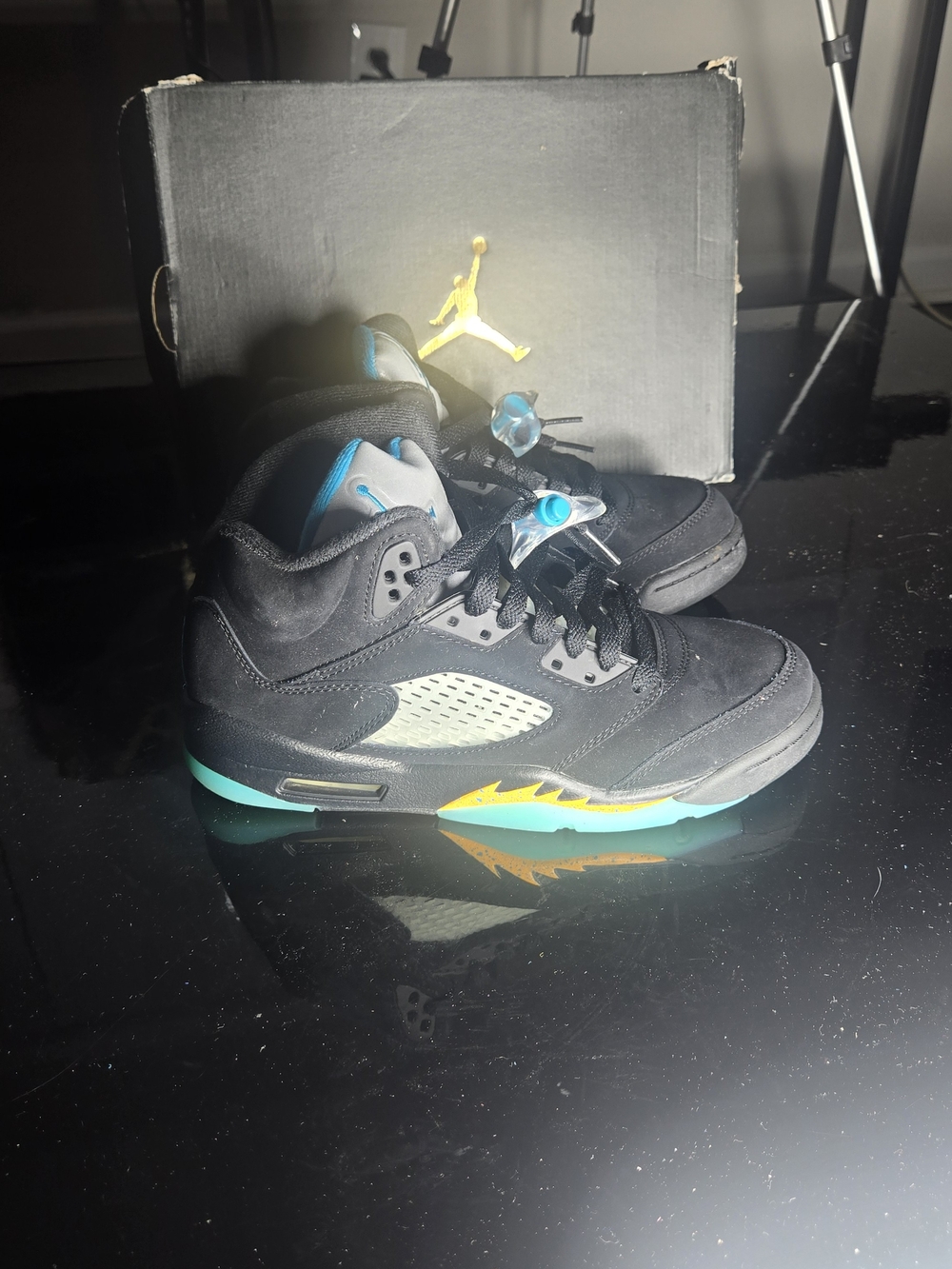 Jordan 5 Retro Aqua (GS) Kids' - 440888-047 Sz 5.5Y Black/Aquatone-Taxi